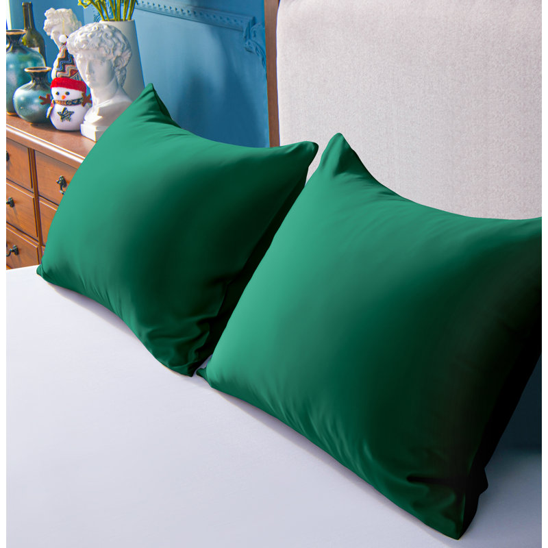 Taie d'oreiller en satin, Très grand, Vert foncé