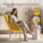 Plush Lambswool-Style Side Chair - Metal Leg Lounge Armchair-313103186