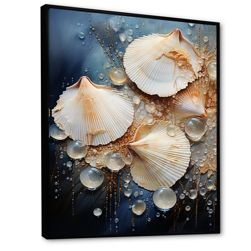 «Ethereal Marine Clams», reproduction sur toile, Cadre flottant noir, H 20 po x l 12 po x P 1 po
