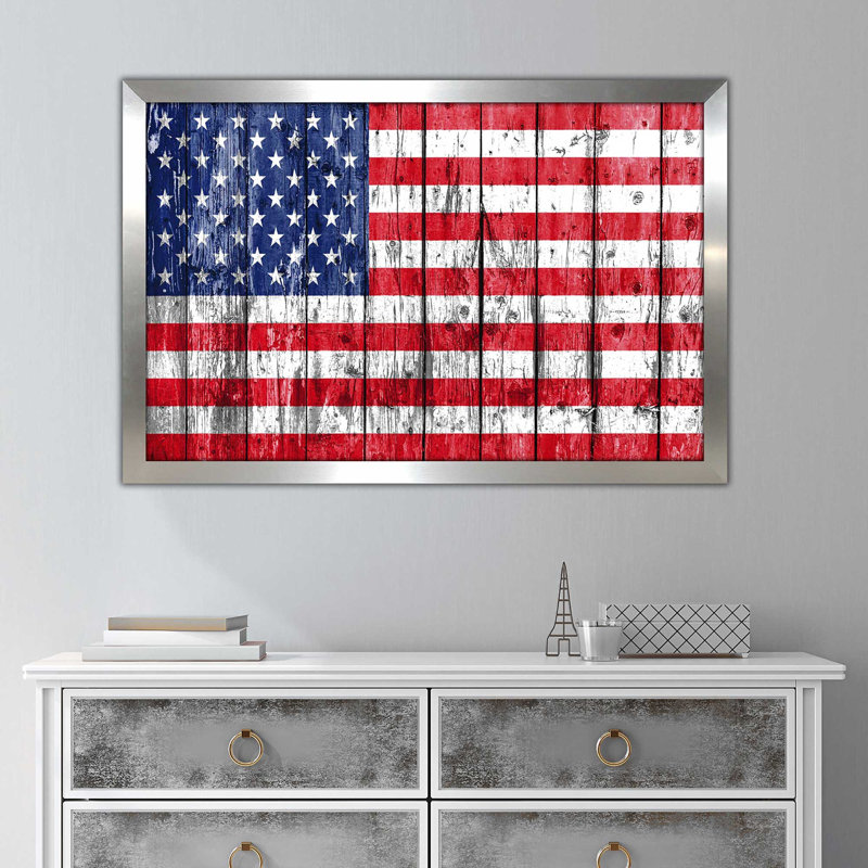 «Pledge Allegiance USA», reproduction d'impression encadrée, H 21,5 po x l 27,5 po x P 0,75 po, Encadrement argenté