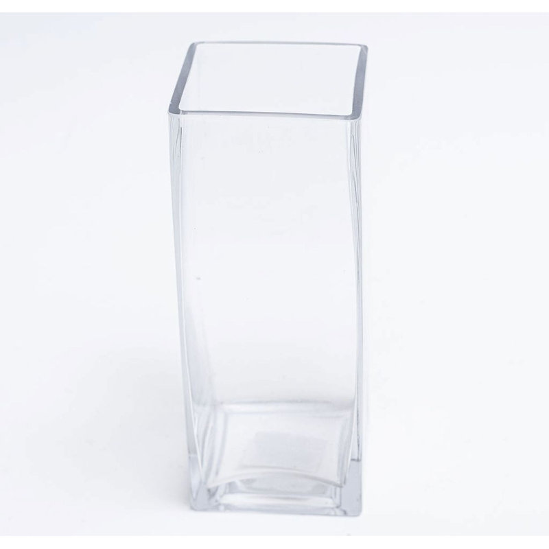 Vase carré en verre, H 7,75 po x l 3,25 po x P 3,25 po
