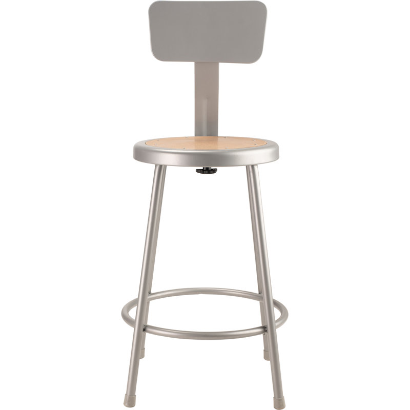Heavy Duty Steel Stool With Backrest, 24"