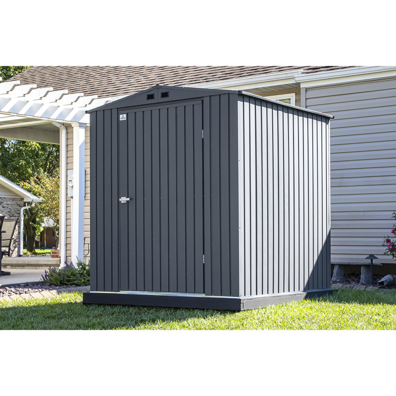 Anthracite Gray 6' x 6' Steel Storage Shed with Double Doors