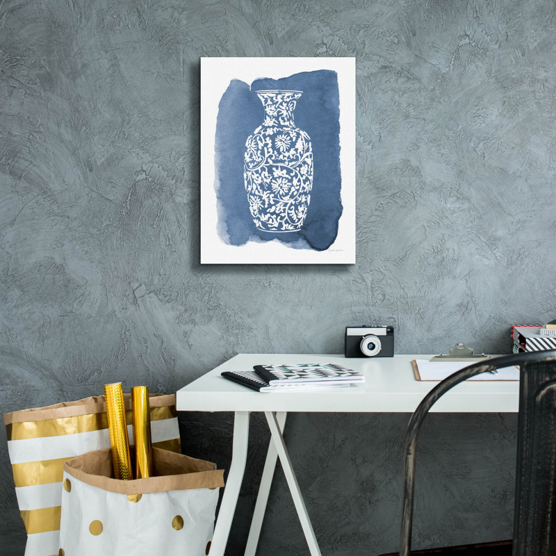 «China Vase 2 V2» par Mercedes Lopez, art mural sur toile Charro, H 16 po x l 12 po x P 0,75 po