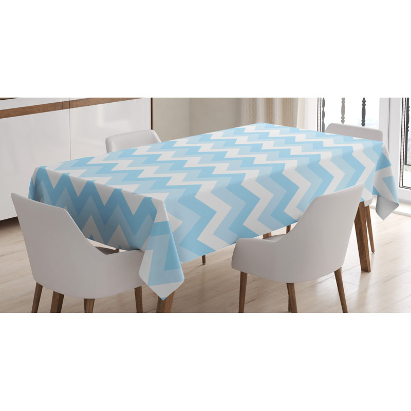Ambesonne Chevron Tablecloth, Zigzag Chevron Grunge Pattern In Soft Colors Simplicity Design, Rectangular Table Cover For Dining Room Kitchen Decor, 52" X 70", Rose Pale Pink White