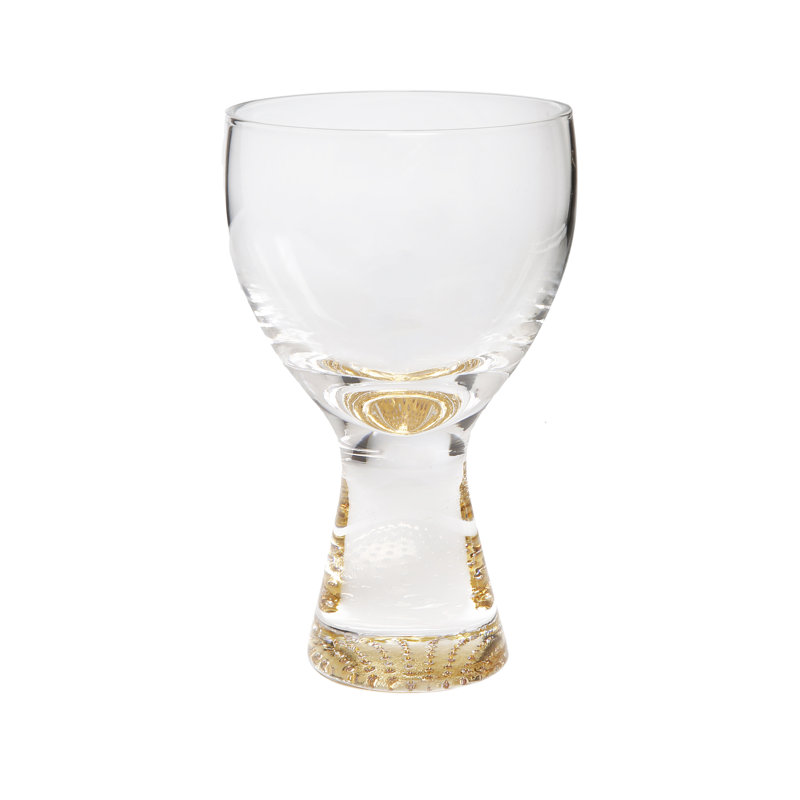 Set of 6 Clear Goblet Glasses with Gold Reflection Base