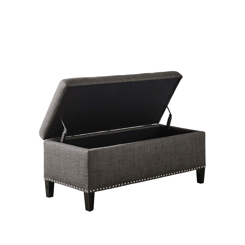 Banc de rangement capitonné à fermeture douce, Gris anthracite
