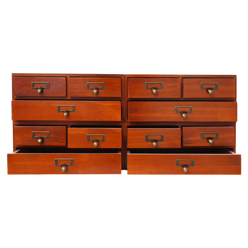 Wood Stackable Desk Organizer with 12 Drawers, Brown