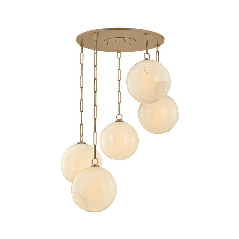 Troy Lighting Bramble Chandelier in Patina Brass, 5 Lights, 14.25" H x 35" W x 35" D
