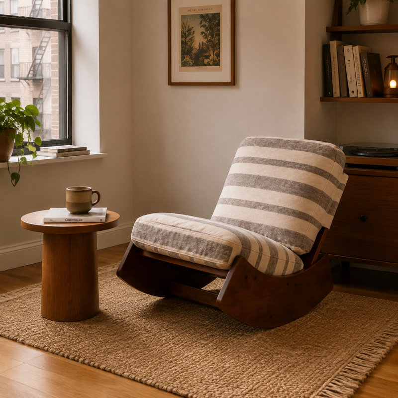Solid Wood Rocking Chair, Grey and White