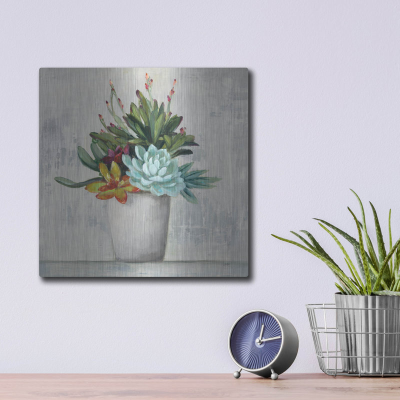 «Succulent Still Life 1» par Julia Purinton, art mural en métal, H 12 po x l 12 po