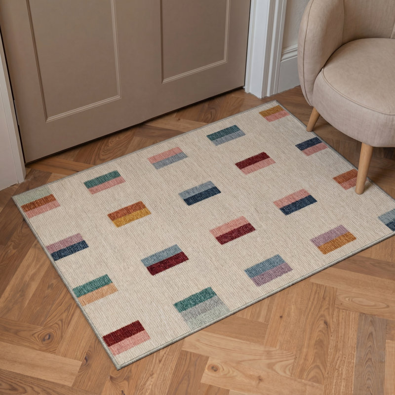 Tapis d'intérieur lavable à la machine avec envers antidérapant Liadan Vectra, Rectangle 6' x 9'