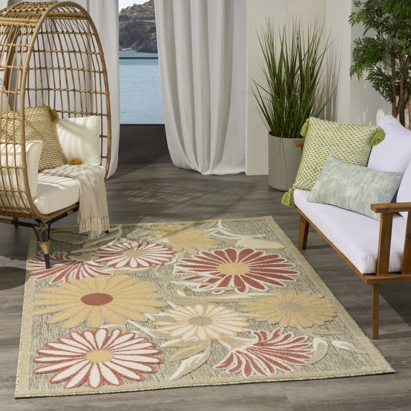Shila Sage Rose Outdoor Rug, Rectangle 5'3" x 7'5"