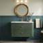 Meuble-lavabo mural moderne cannelé 30 po, structure en bois massif avec lavabo en acrylique intégré et 2 tiroirs à fermeture en douceur (vert)-94519537