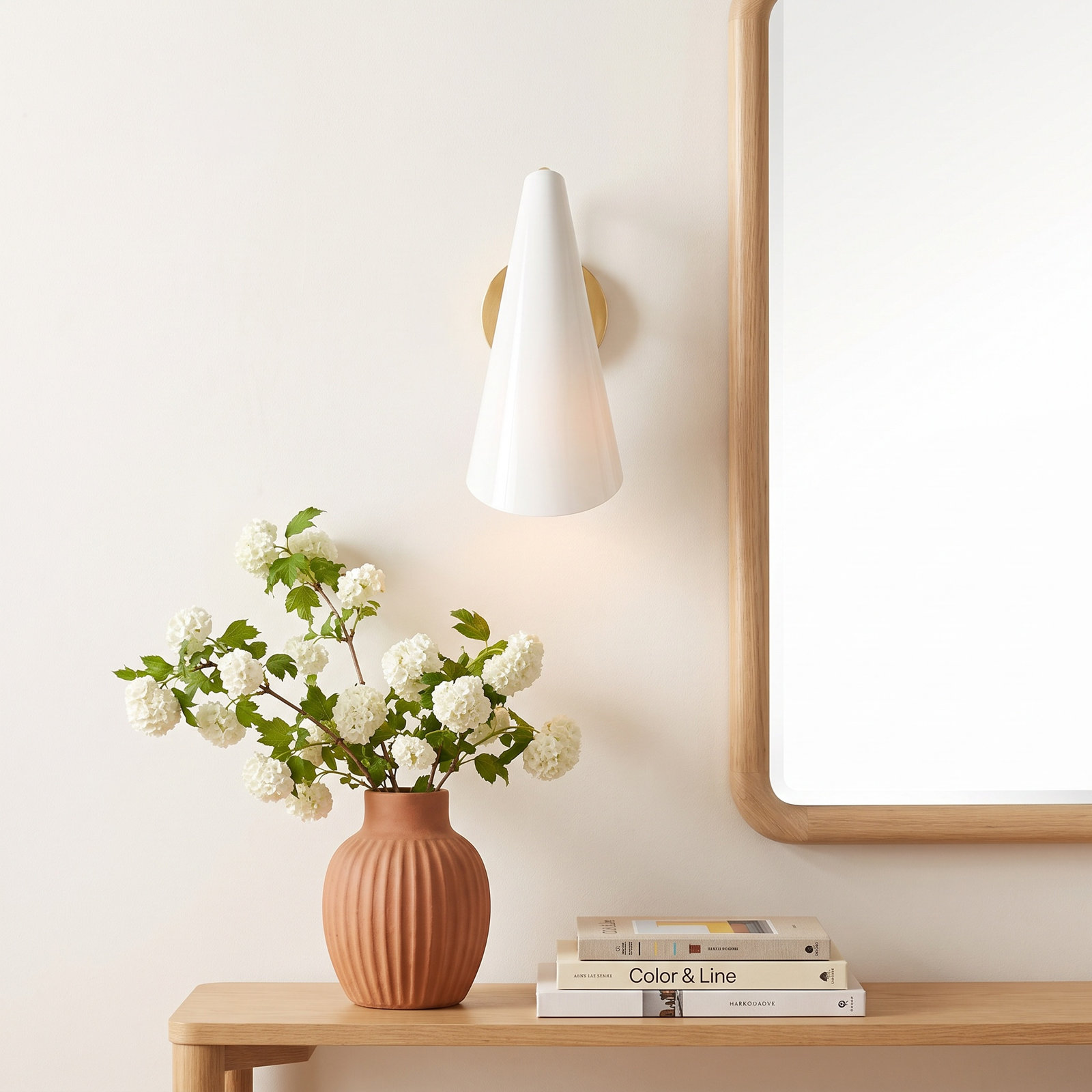 Tanya Single Light Dimmable Armed Sconce, Aged Brass/Dove Gray