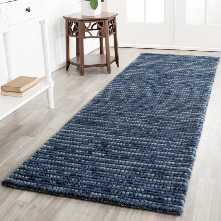 Ferrera Striped Handwoven Dark Blue Rug
