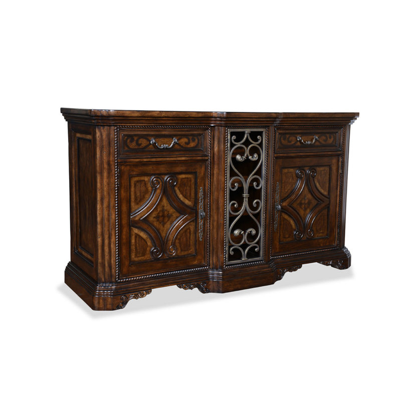 Valencia 82'' Dark Brown Wood and Metal Sideboard