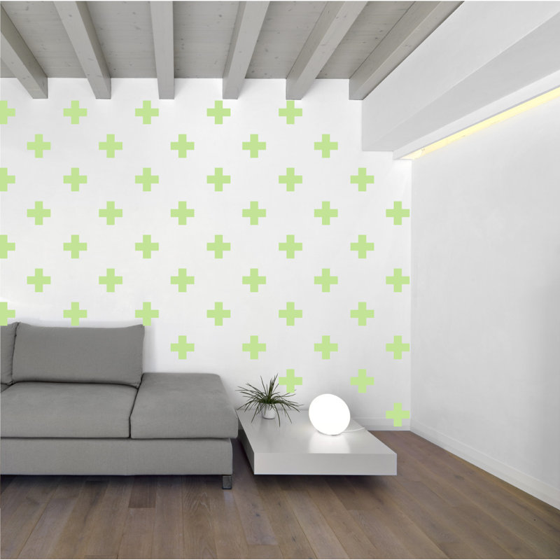Décalcomanie murale à motifs croisés suisses, H 6 po x l 6 po x P 0,01 po, Tarte à la lime