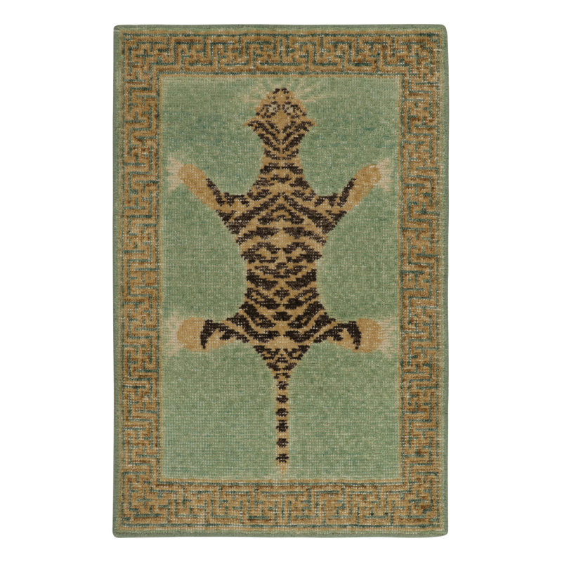 Distressed Homage Hand Knotted Wool Animal Print Area Rug, Rectangle 12' x 15'