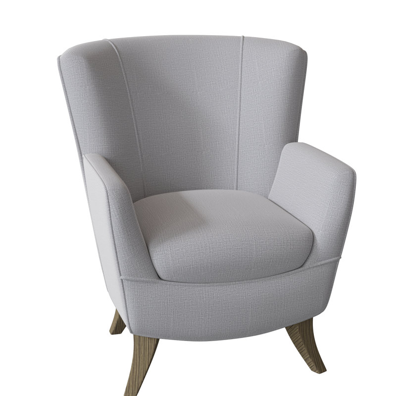 Bethany Upholstered Armchair, Dove Grey Performance, Dark Walnut