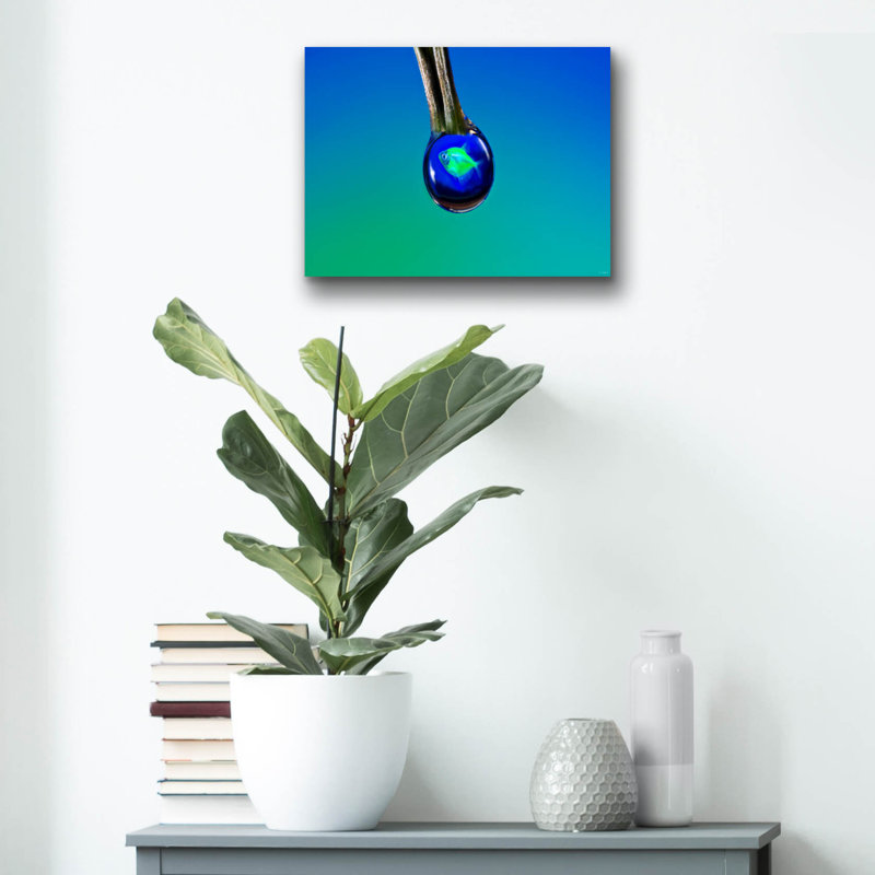 " Glofish In A Drop 6 " by Gordon Semmens, 12" H x 16" W x 0.13" D
