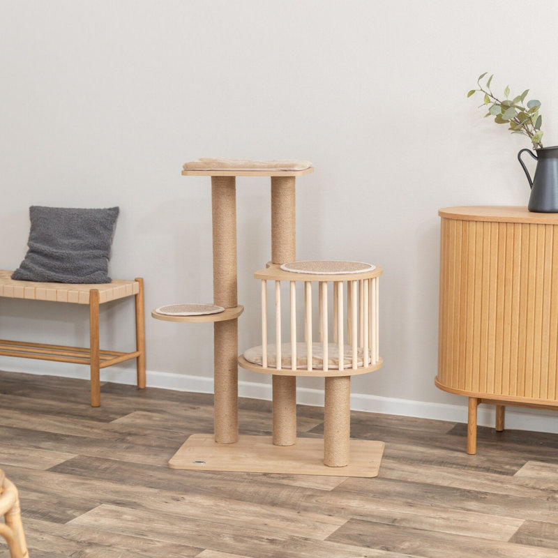  Arbre à chat 37 po Aspen, tour pour chat moderne à plusieurs niveaux avec condo et cinq poteaux à griffer en sisal