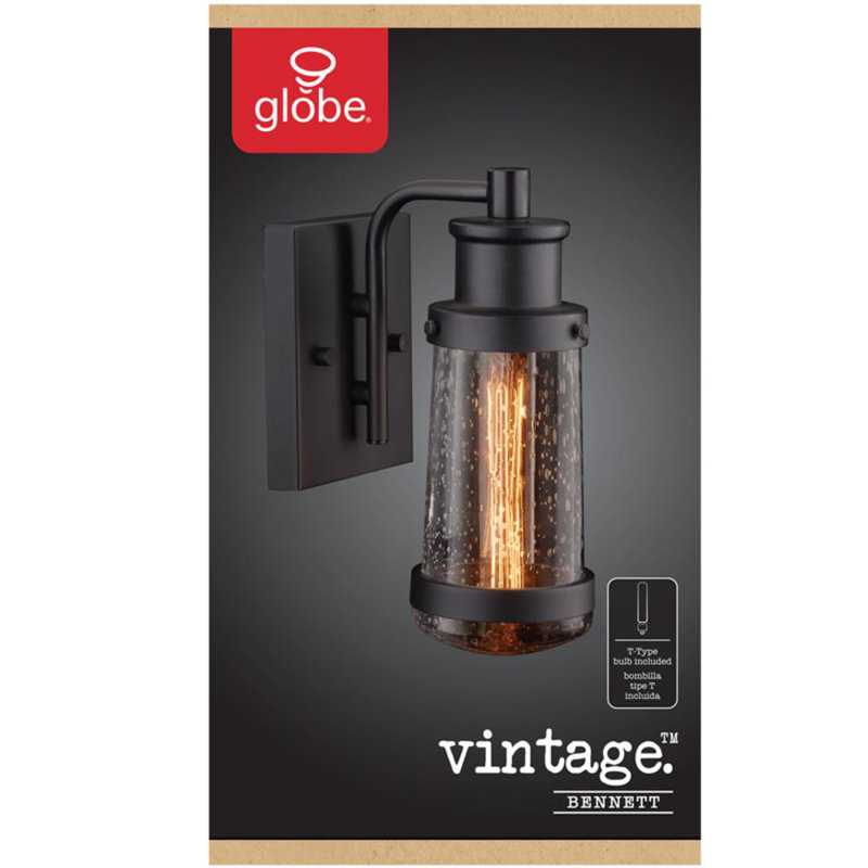 Lanterne murale d'extérieur noir mat à 1 ampoule