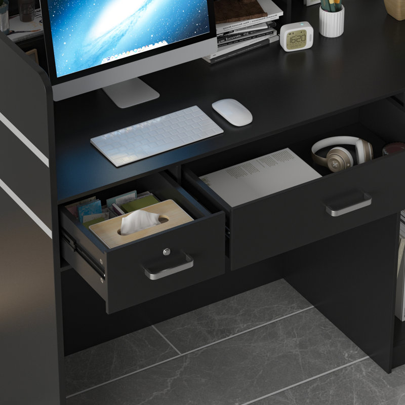 Bureau de réception rectangulaire en bois Galva, Noir