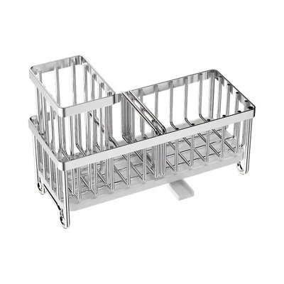 Stainless Steel Under-sink Organizer With Brush Holder | Self-draining Design For Sponges, Brushes, Scrubbers | Kitchen Essentials Storage Solution With Rotatable Drain Hole