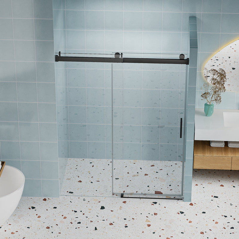 Frameless Shower Door, Tempered Glass Door With Explosion-Proof Coating, Gold