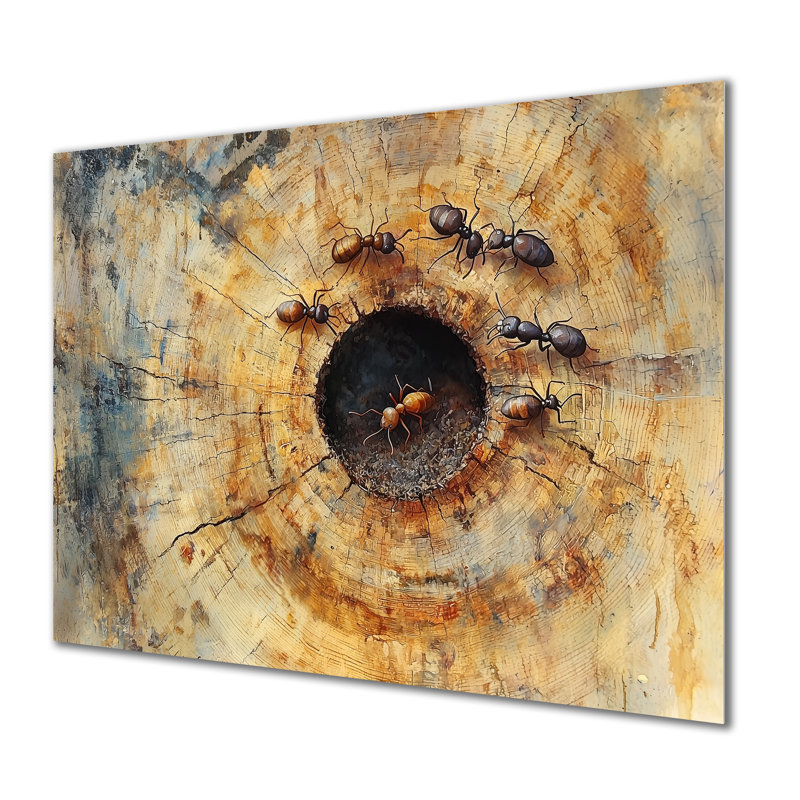 Groupe de fourmis travaillant sur leurs fourmilières II - Art en métal fourmi, H 12 po x l 20 po