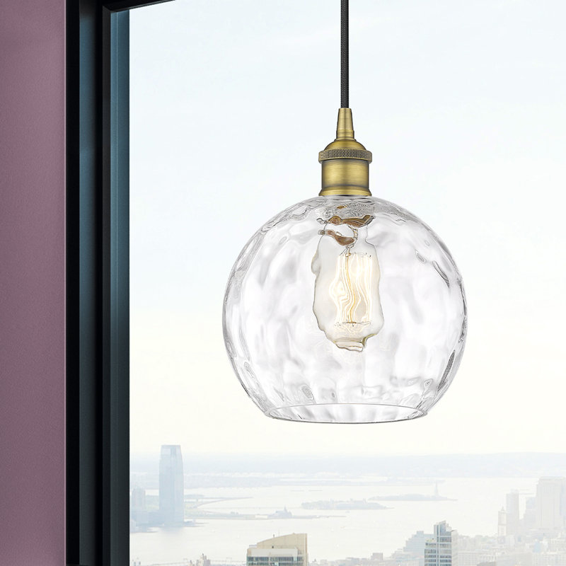 Luminaire suspendu simple à 1 lumière Ralph, H 10,75 po x l 8 po x P 8 po, Laiton brossé