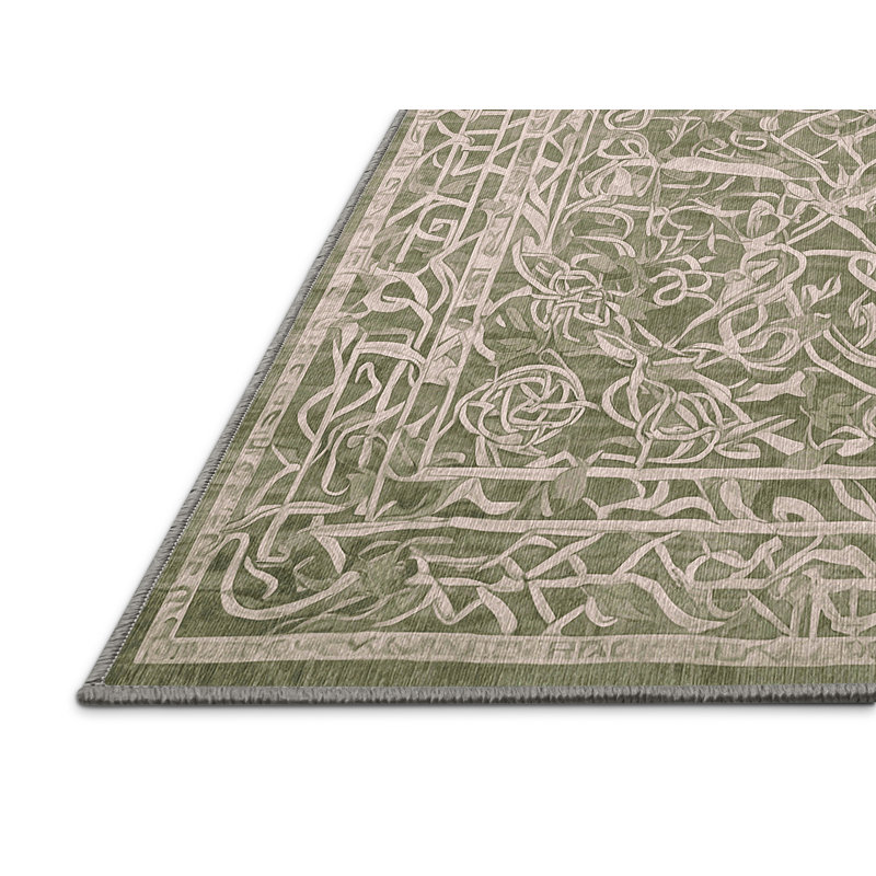 Machine Washable Brown Area Rug, Rectangle 7' x 9'