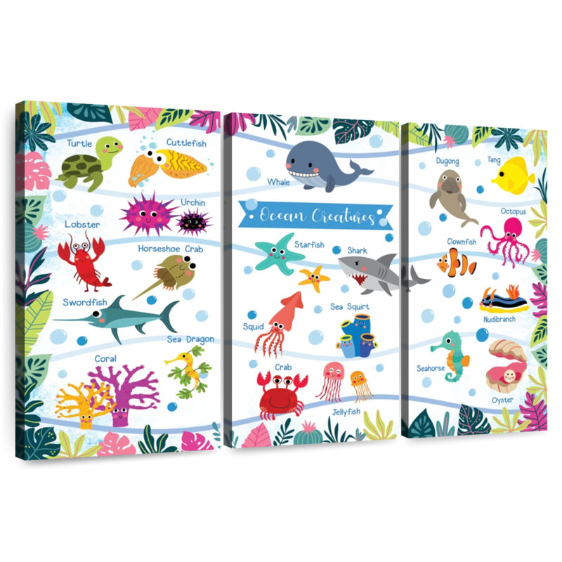 Ashelle Ocean Creatures Chart, 42" H x 65" W