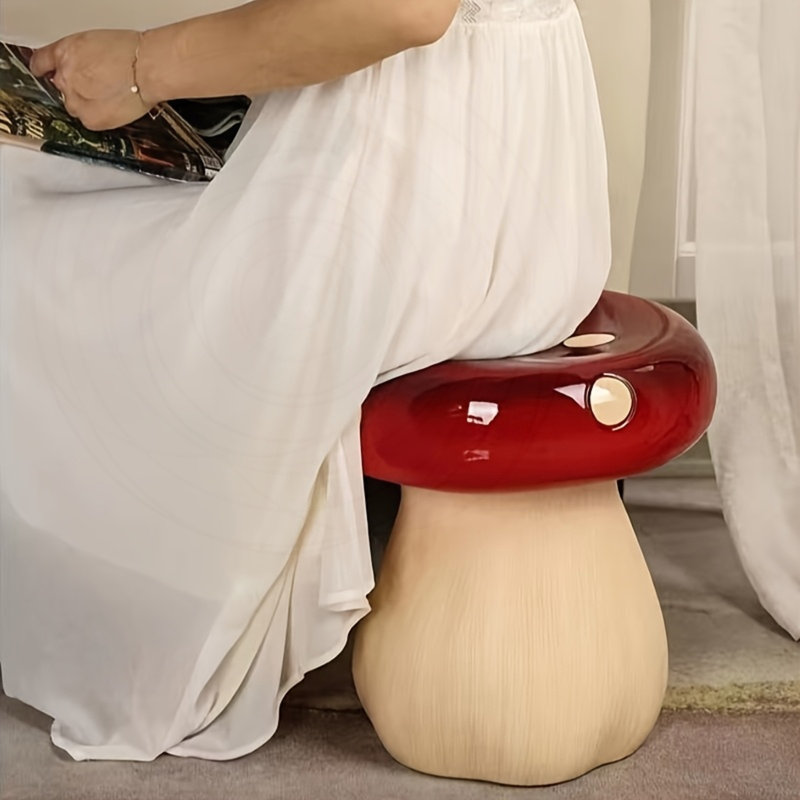 Statue de champignon surdimensionnée en résine, Rouge