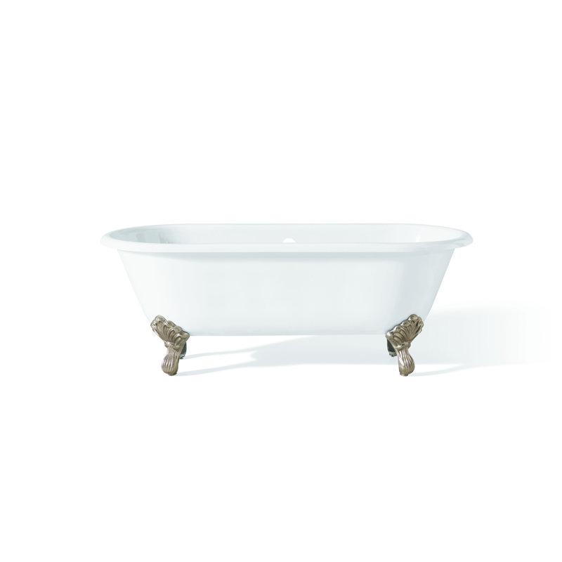 Regal 68'' L Soaking Bathtub, Brushed Nickel, White Interior with White Exterior