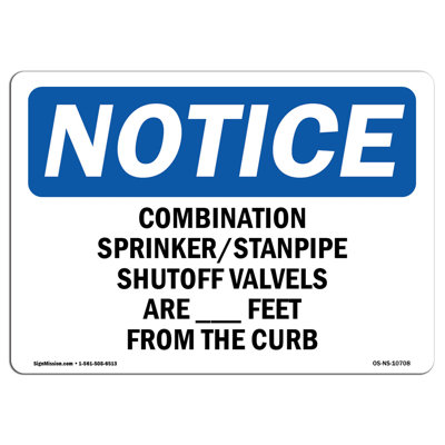Combination Sprinkler Standpipe Shutoff Sign