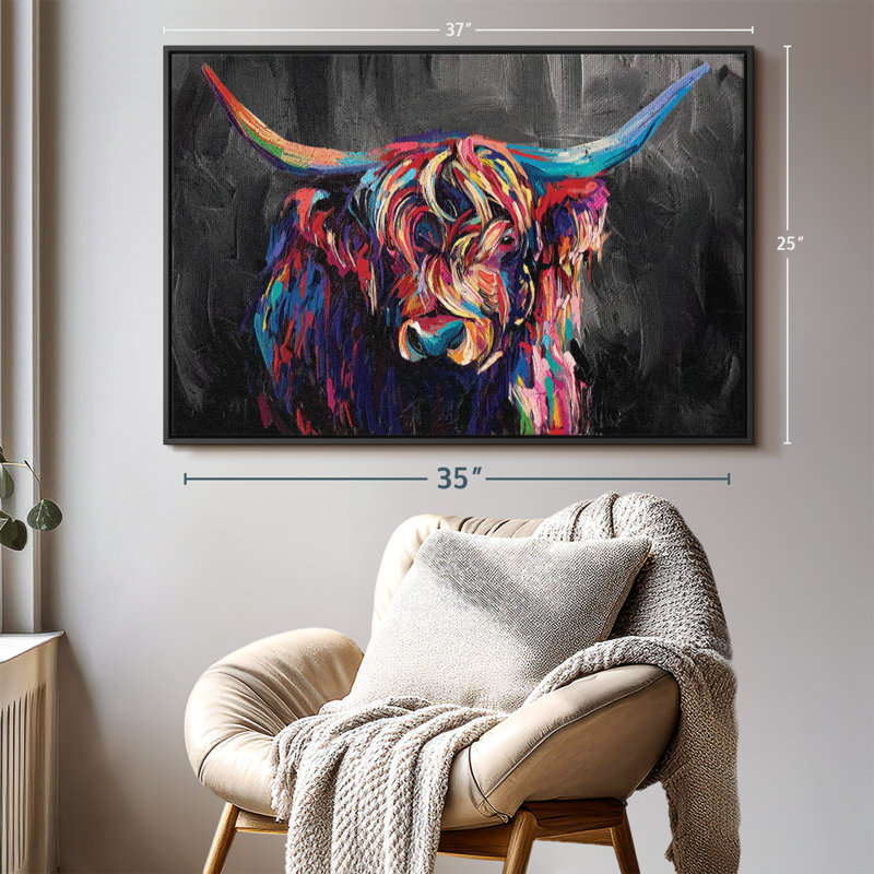 Animal «Art mural en acrylique Highland Cow», H 25 po x l 37 po