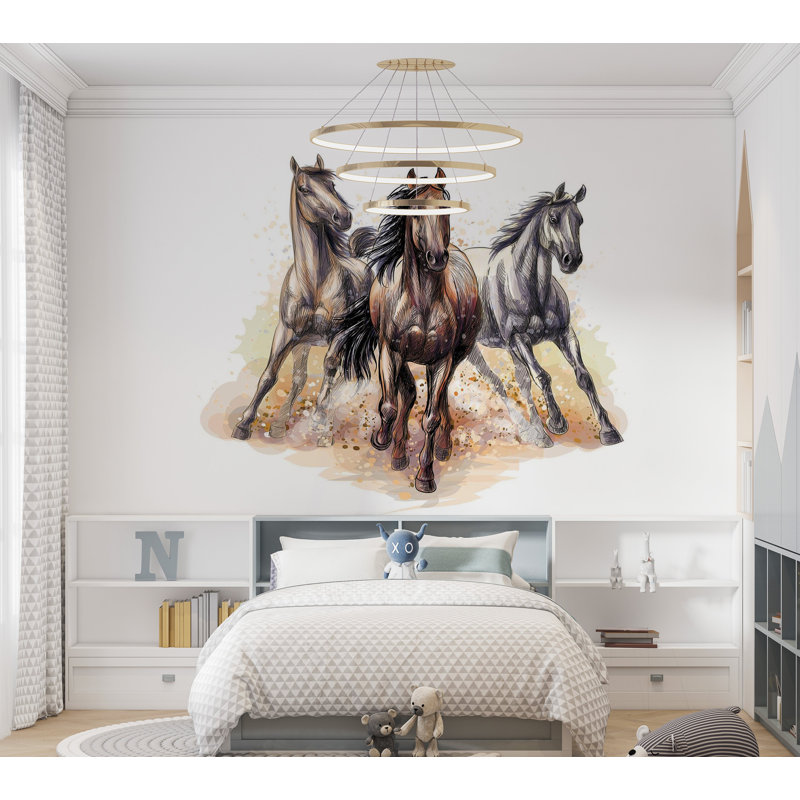 Murale pelez et collez de qualité supérieure - Chevaux au galop, L 40 po x l 60 po