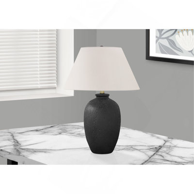 Lighting, 24"H, Table Lamp, Black Ceramic, Ivory / Cream Shade, Modern