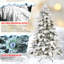 Arbre de Noël en forme d'épouvantail floqué avec 200 lumières DEL blanc chaud, 375 pointes de mémoire en PVC, poteau électrique et structure à charnières-535570458