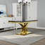Ensemble de table de salle à manger de luxe 7 pièces en faux marbre et or avec 6 chaises en cuir blanches-731525960-731525965