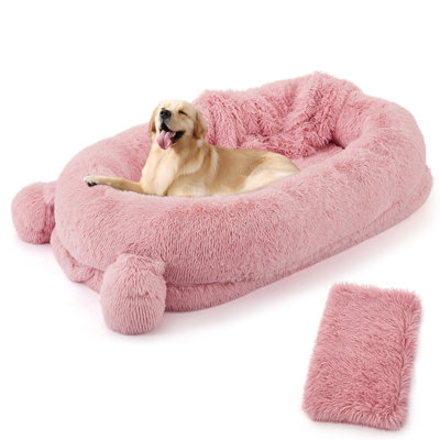 Lit pour chien 72 po x 44 po à taille humaine pour adultes et animaux de compagnie, très grand canapé orthopédique pour animal de compagnie avec housse lavable, poignées et poches de rangement