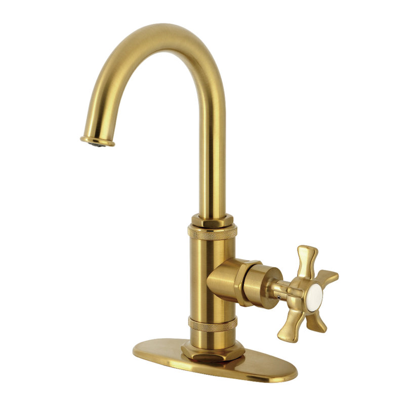 Kingston Brass Hamilton Single-Handle 1-Hole Deck Mount Bar Faucet, Brushed Brass