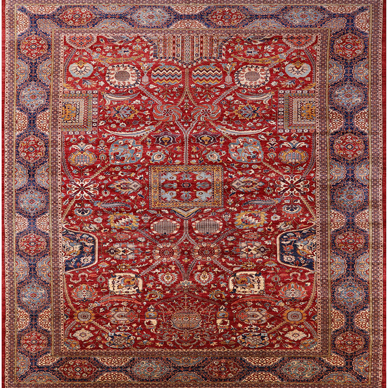 Tapis de style oriental rouge, Carré 3 pi