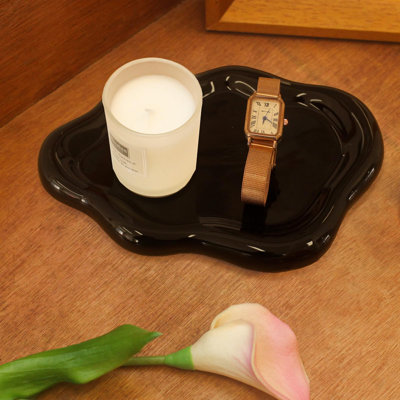Plateau à bijoux en céramique, porte-meuble-lavabo décoratif et porte-bagues pour commode ou table de chevet