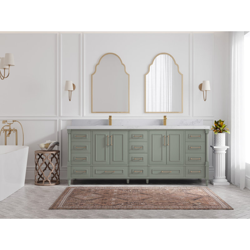 Aberdeen 84" Coventry Gray Double Bowl Sink Freestanding Vanity