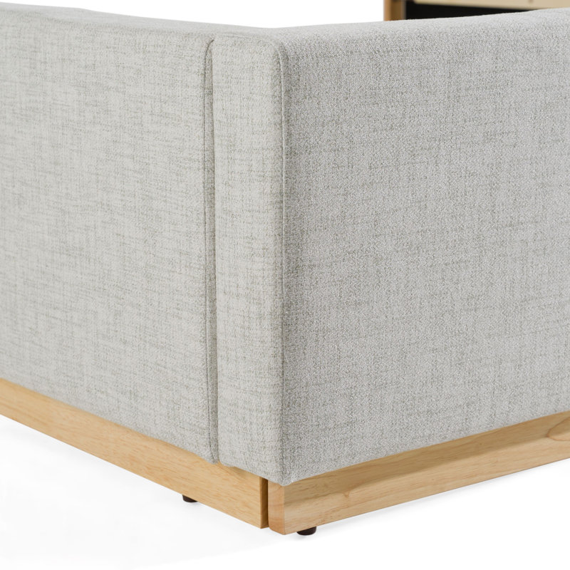 Très grand lit plateforme Reanna, Grand, Bois naturel / gris