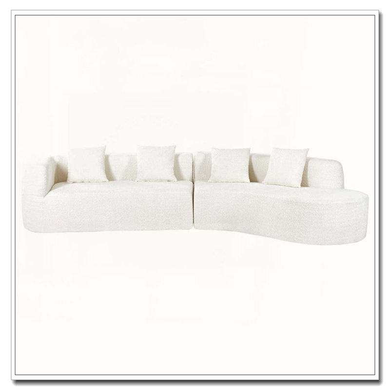 Canapé modulaire de 132 po au design incurvé, canapé modulaire en chenille 2 pièces avec 4 coussins, éponge moelleuse et coussin à ressorts