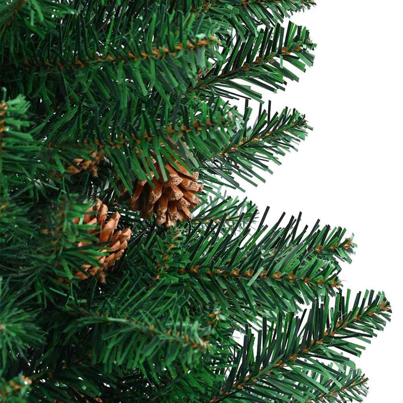 Slim Christmas Tree PVC and Solid Pine wood, Black, 6.89' H
